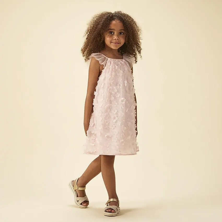Γιορτινό φόρεμα με τούλι λουλουδάτο 3D για κορίτσι