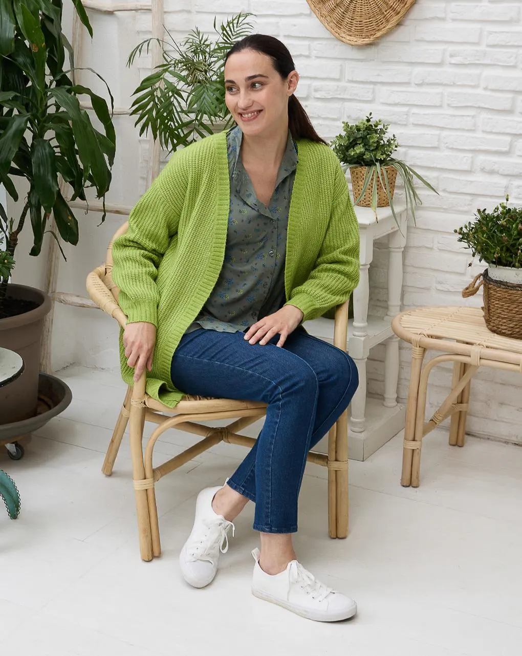 Γυναικεία ζακέτα πλεκτή εγκυμοσύνης/θηλασμού πράσινη oversized