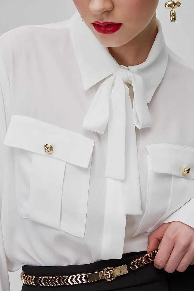 Oversized shirt with self-tie