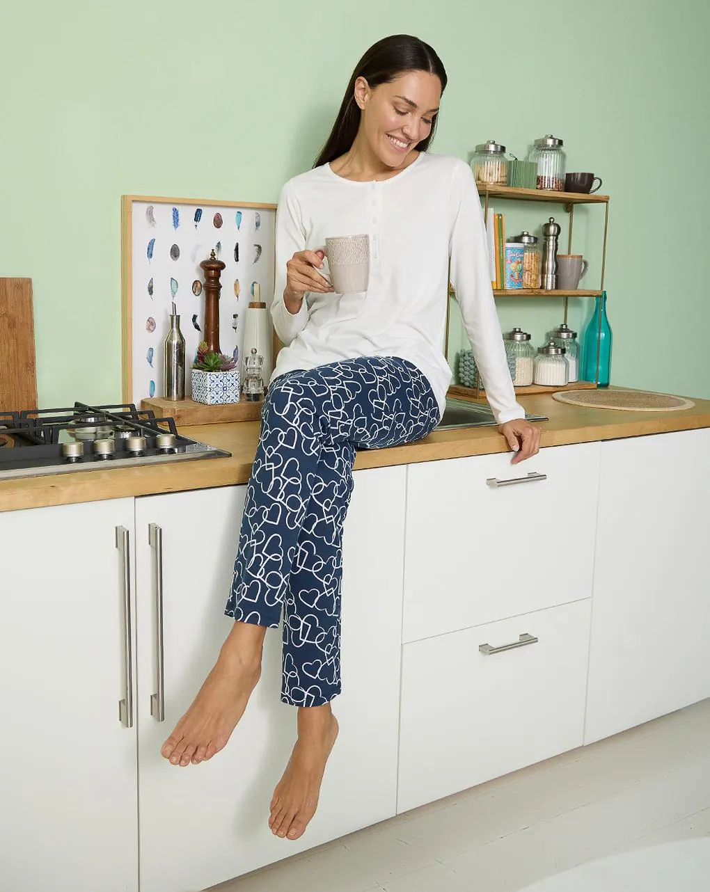 Γυναικεία πιτζάμα εγκυμοσύνης/θηλασμού με καρδιές