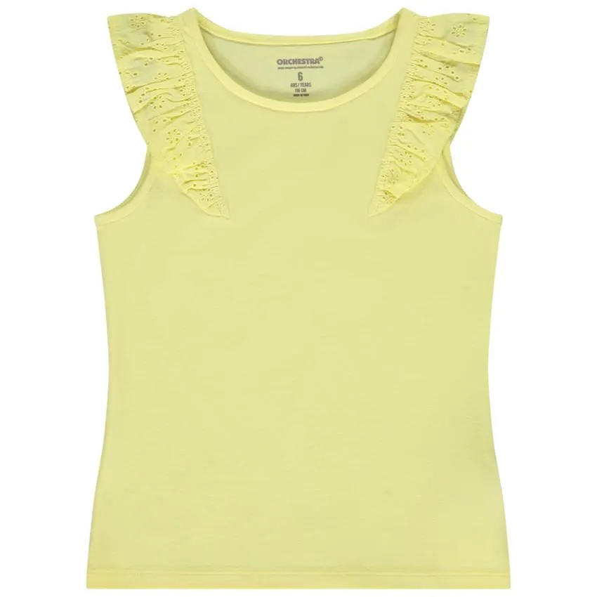 Μπλουζάκι αμάνικο με βολάν σε Δαντέλα για κορίτσι