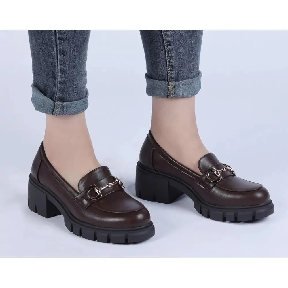 Γυναικεία Καφέ Chunky Loafers Famous