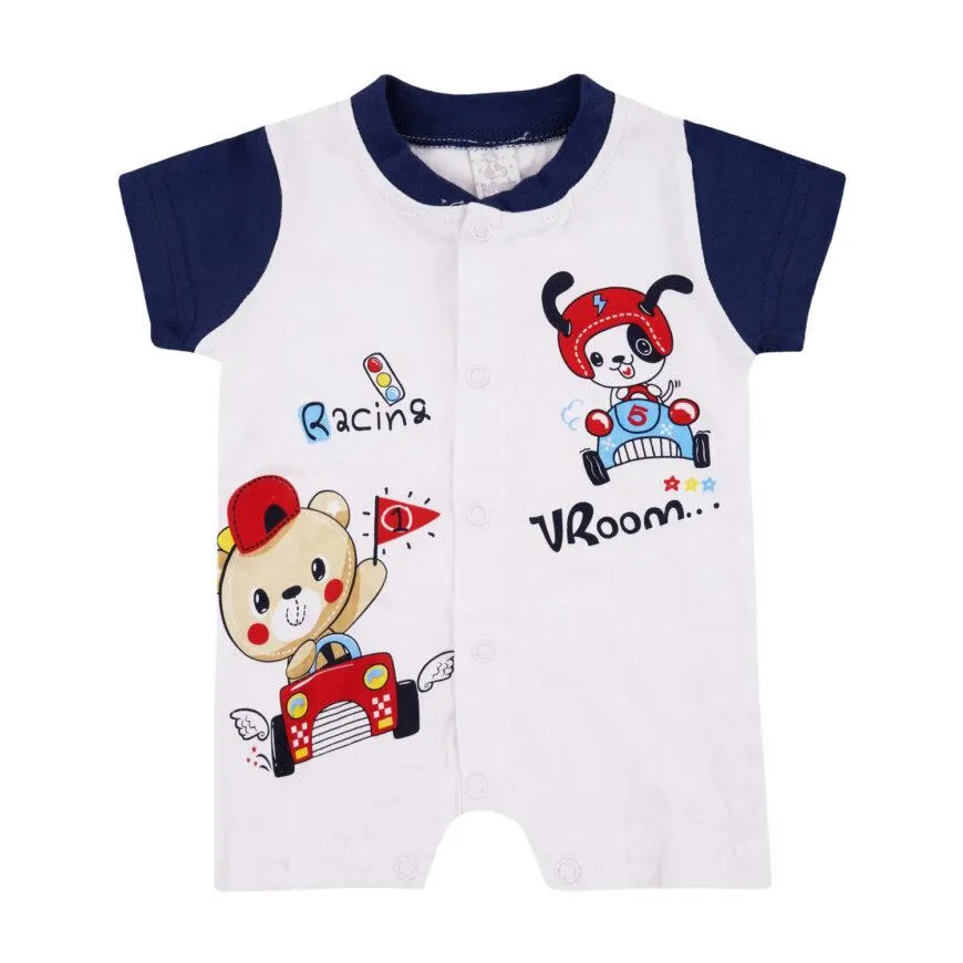 Βρεφικό φορμάκι για αγόρι καλοκαιρινό σε λευκό χρώμα -R-YF314