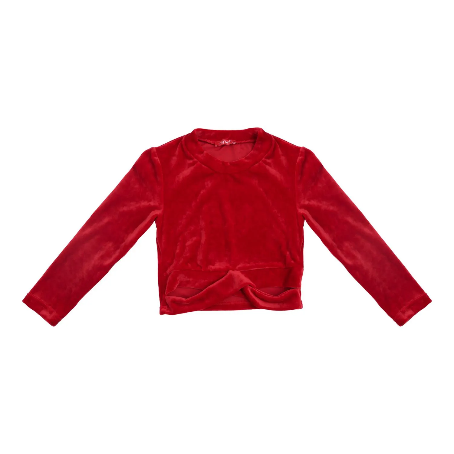Χειμερινή μπλούζα crop για κορίτσι σε κόκκινο χρώμα βελουτέ -32.2013K