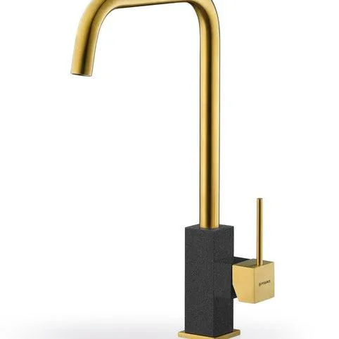 Μπαταρία κουζίνας Adelita με χρυσό φινίρισμα για νεροχύτη