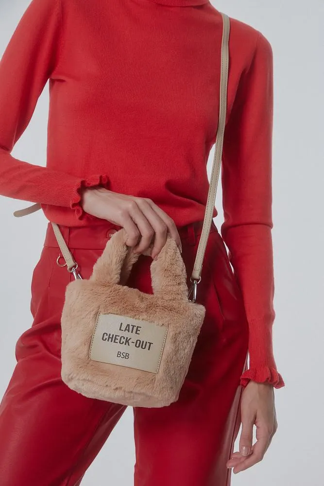 Mini faux fur tote bag