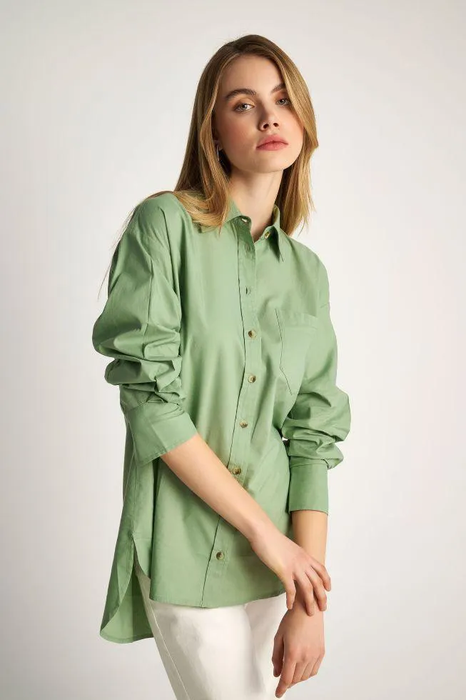 Ασύμμετρο πουκάμισο με τσέπη Mint