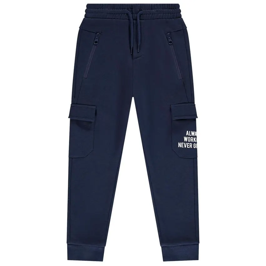 Φόρμα fleece με τσέπες και εκτύπωση μήνυμα για αγόρι