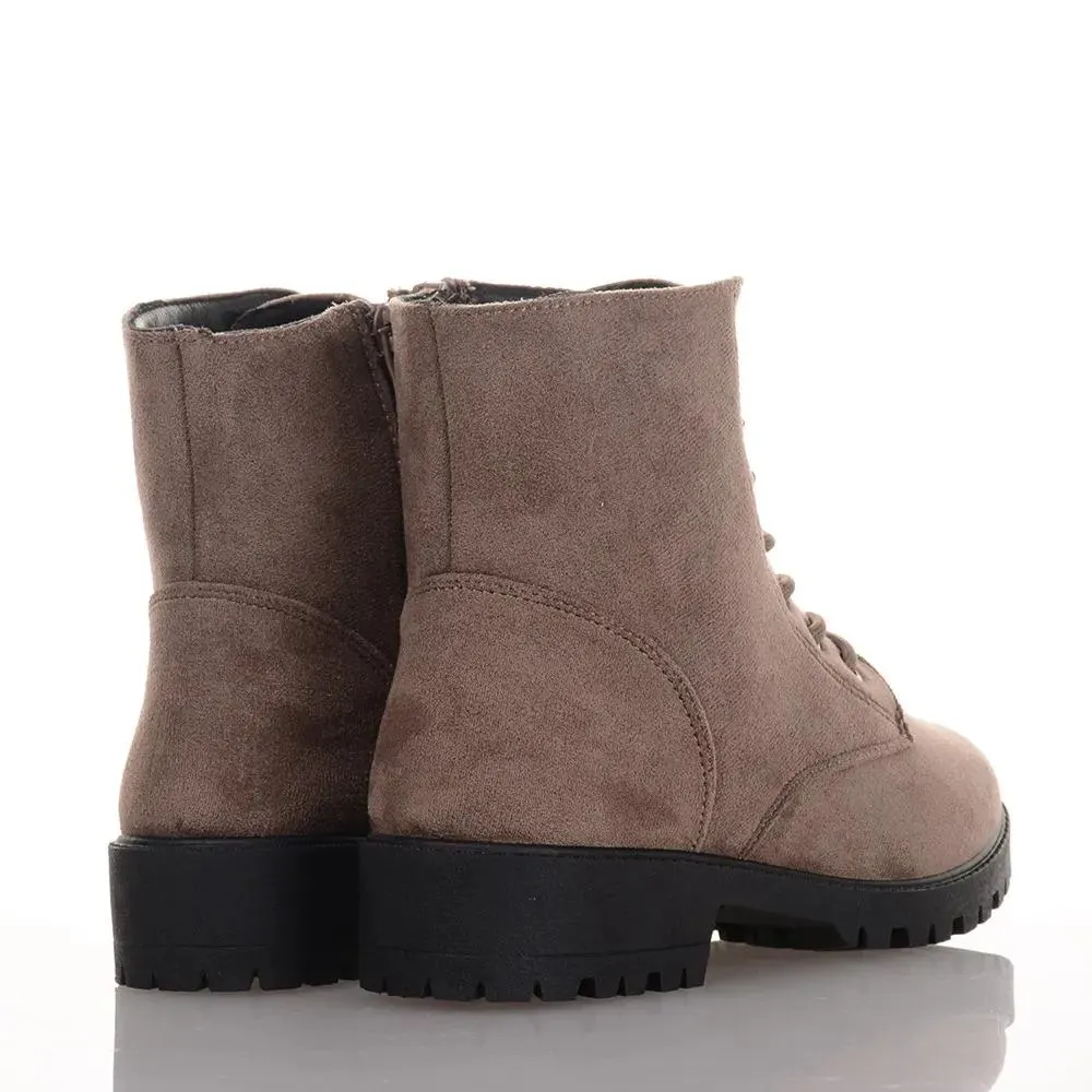 Khaki Μαύρα Σουέντ Αρβυλάκια Famous