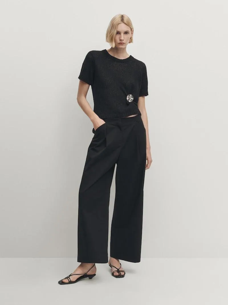 Pantalón popelín detalle pinzas