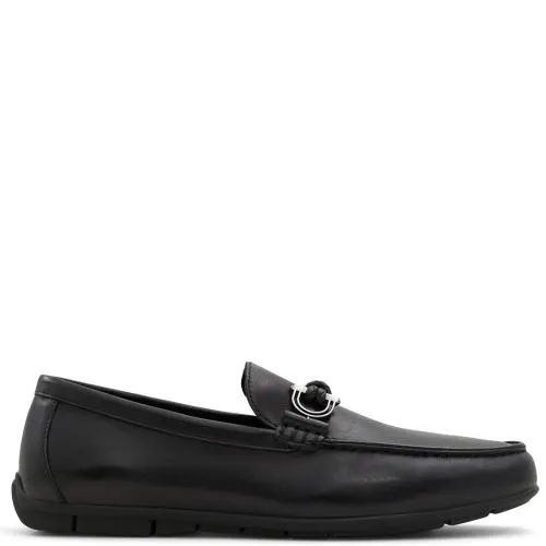 Ανδρικό δερμάτινο μαύρο loafer LEANGELO 100001472-014