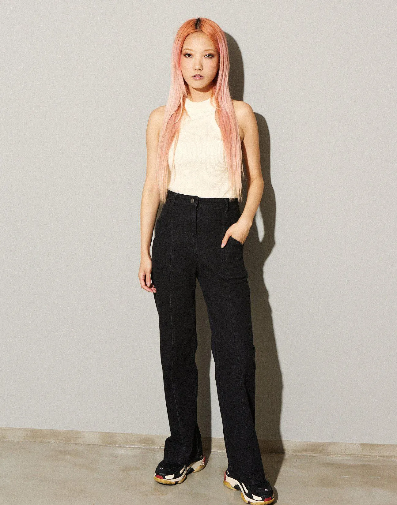 Ψηλόμεσο τζιν με ραφές