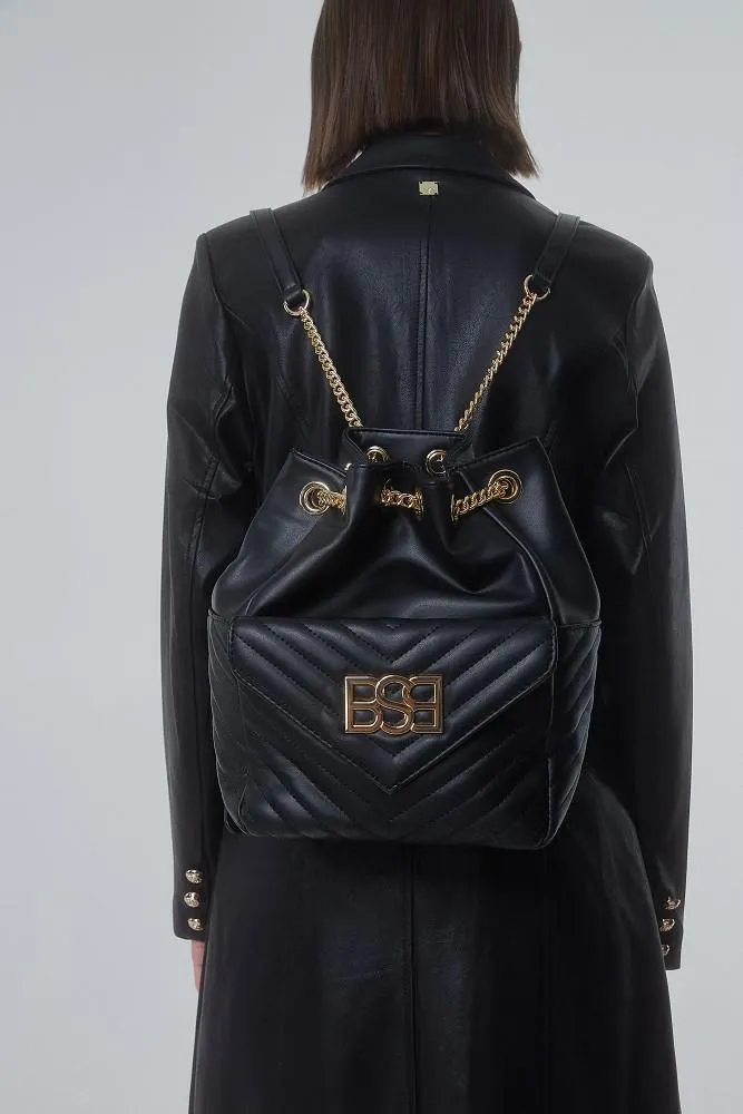 Leather look backpack with logo BSB