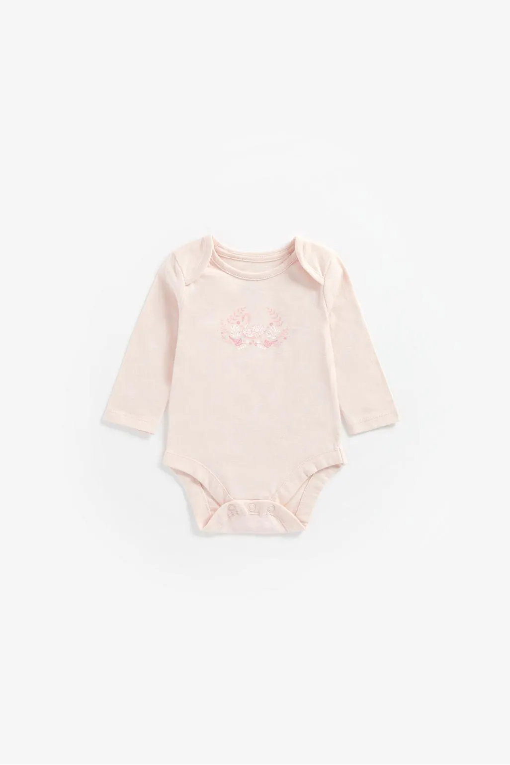 ροζ κορμάκι με κύκνο από οργανικό βαμβάκι