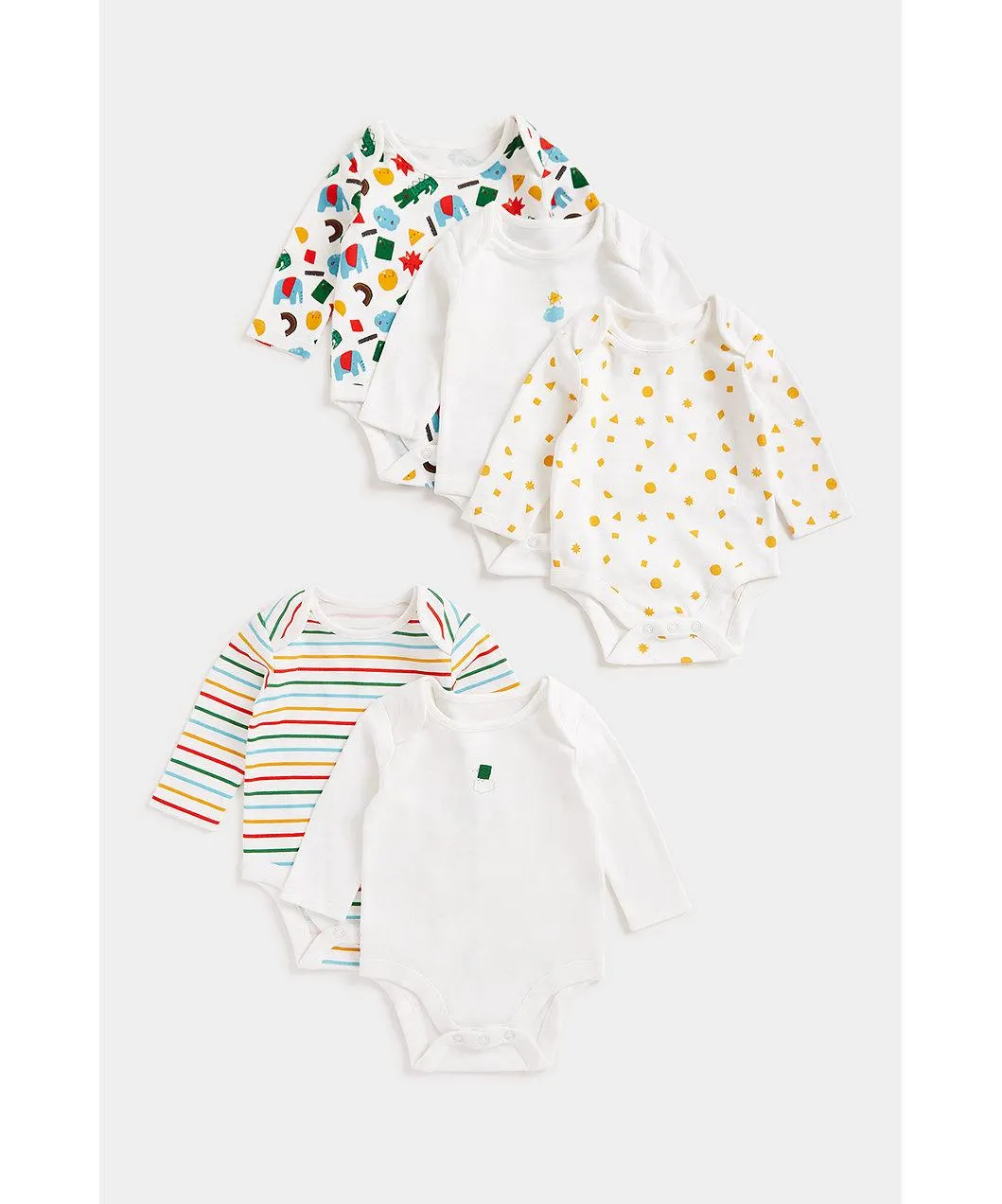 μακρυμάνικα κορμάκια με μοτίβα - σετ των 5