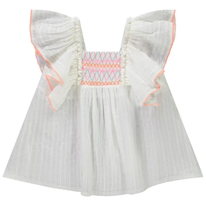 Τουνίκ κοντομάνικο βολάν με υψηλό εφέ smocke για κορίτσι