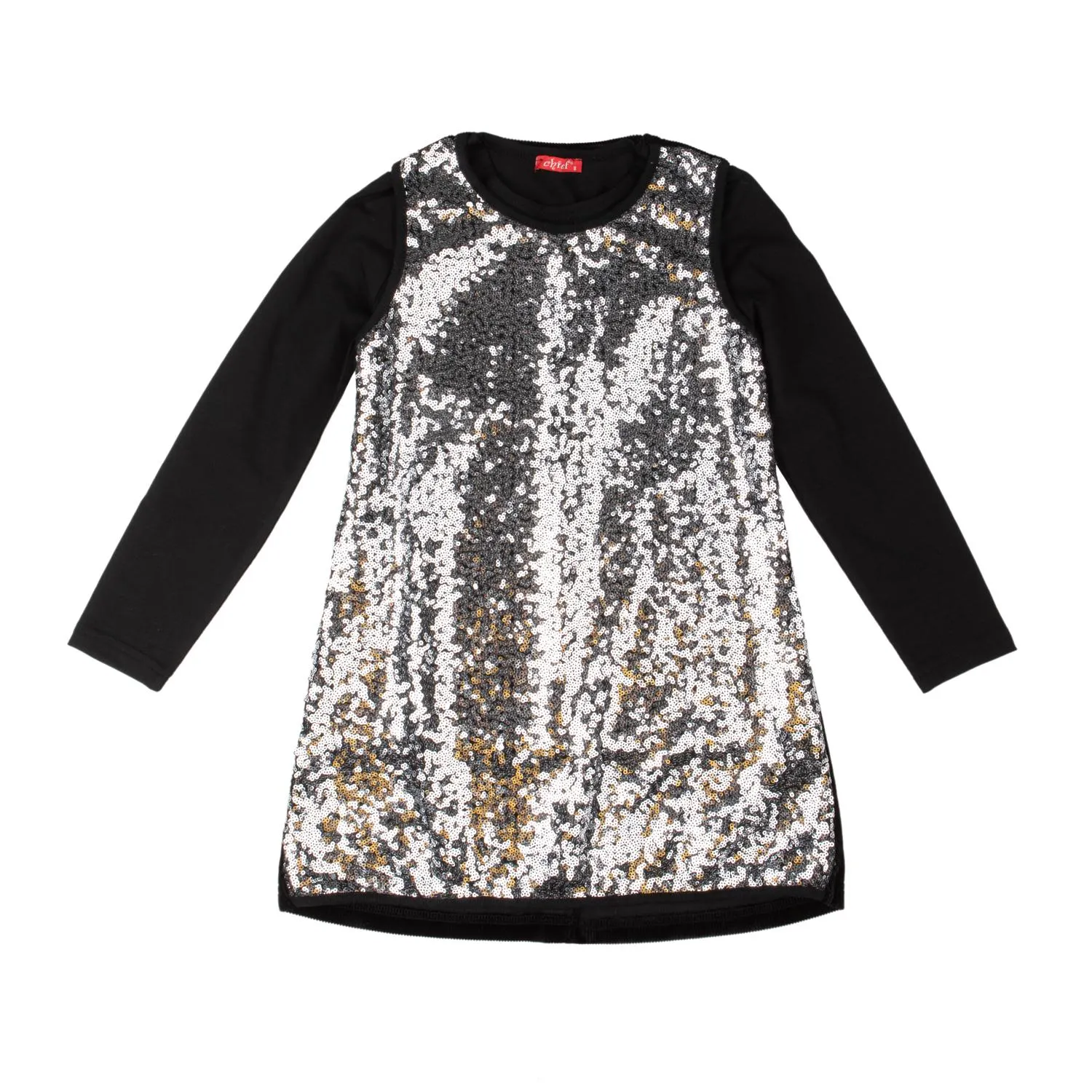 Φόρεμα χειμερινό για κορίτσι μακρυμάνικο σε ασημί χρώμα με παγιέτες -22.5005A