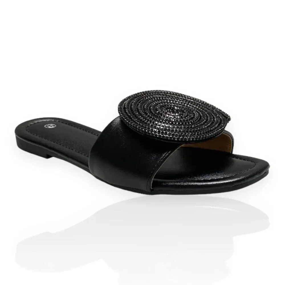 Γυναικεία μαύρα σανδάλια Famous