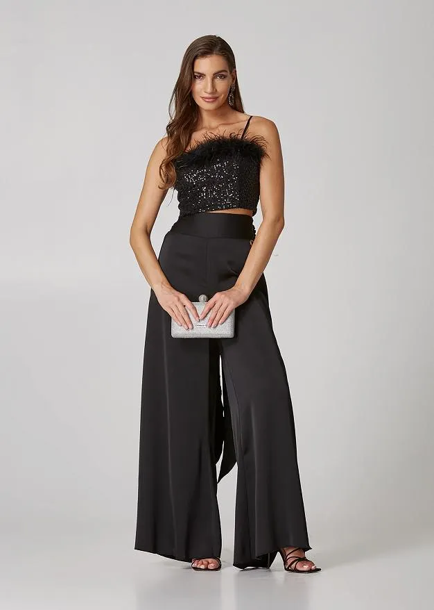 Κροπ τοπ με παγιέτες και φτερά