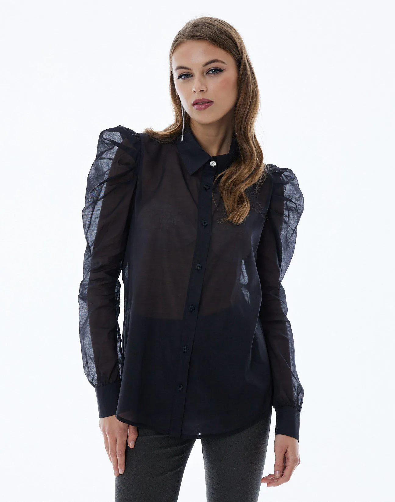 Ημιδιάφανο πουκάμισο με σούρα