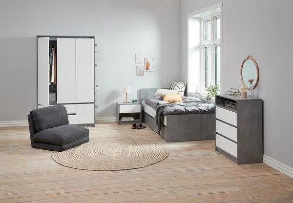 Κομοδίνο BILLUND λευκό/όψη τσιμέντου