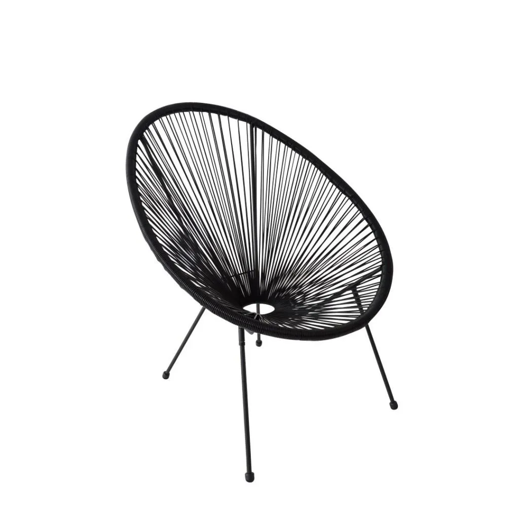 ACAPULCO Πολυθρόνα σαλονιού κήπου - βεράντας 70x70x82εκ. Μαύρο Ratan