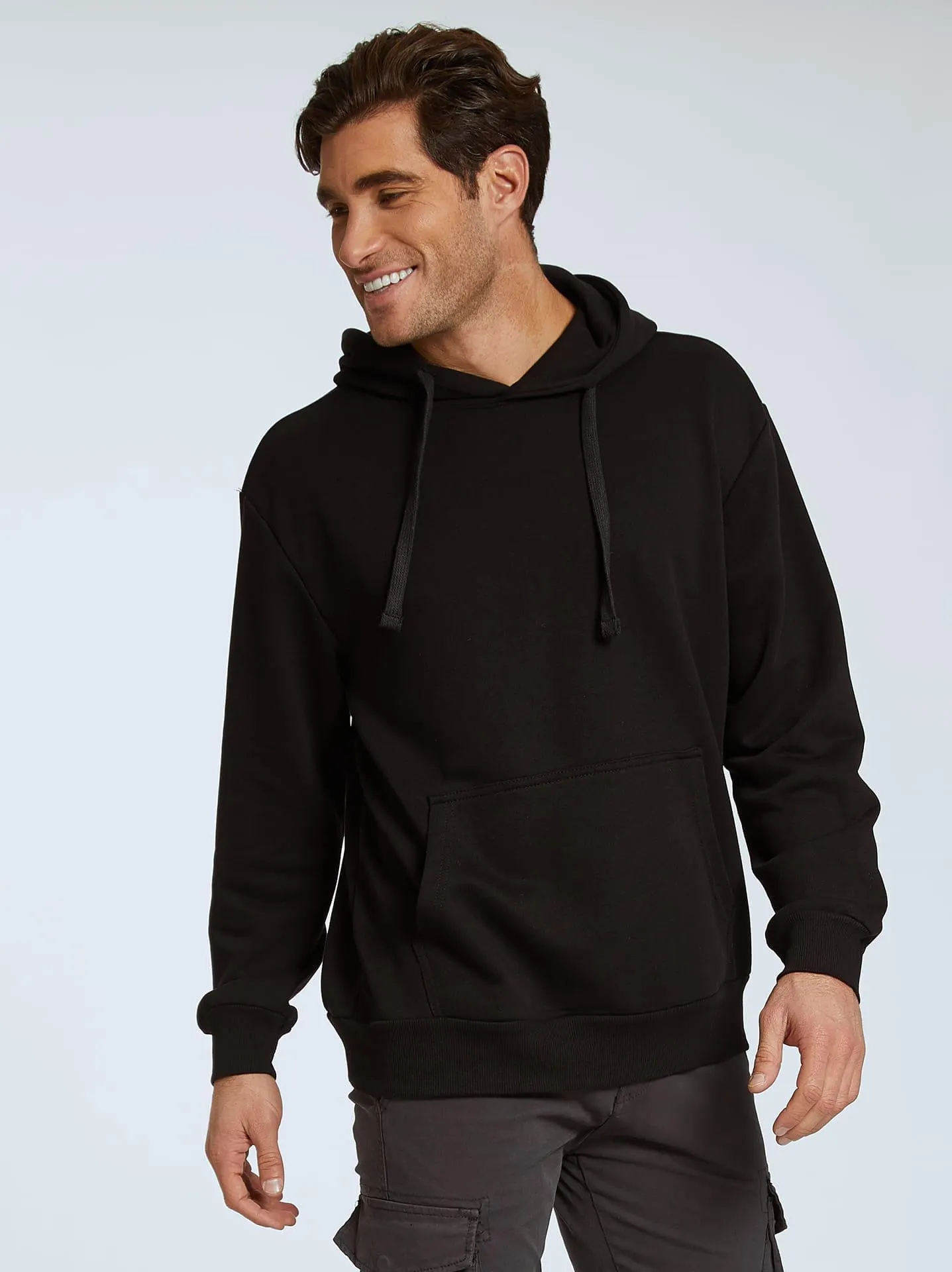 Ανδρικό φούτερ με βαμβάκι σε μαύρο