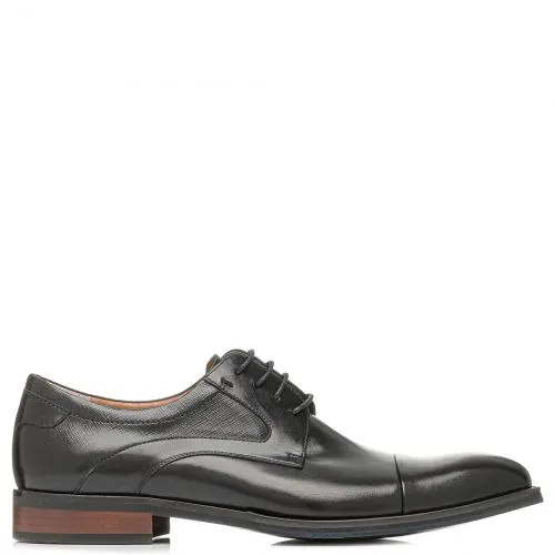 Ανδρικό μαύρο δερμάτινο αμπιγιέ derby YG9102-M14