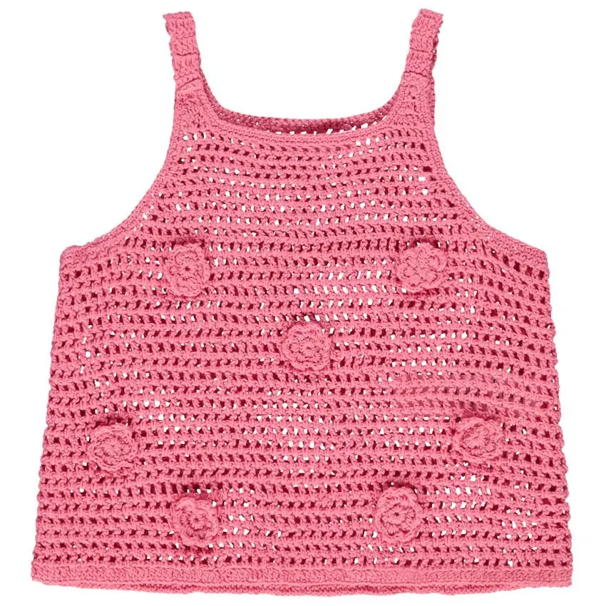 Μπλουζάκι αμάνικο λουλουδάτο βελονάκι για κορίτσι