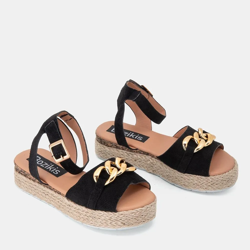 Παιδικά σανδάλια suede με σχοινί στη σόλα