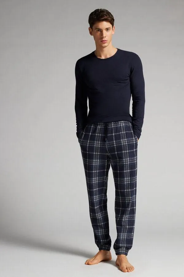 Μακρύ Παντελόνι από Πλεκτό Ύφασμα με Σκωτσέζικο Καρό Σχέδιο