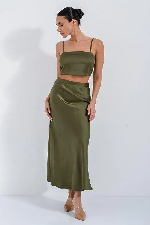 Maxi φούστα με σατινέ υφή