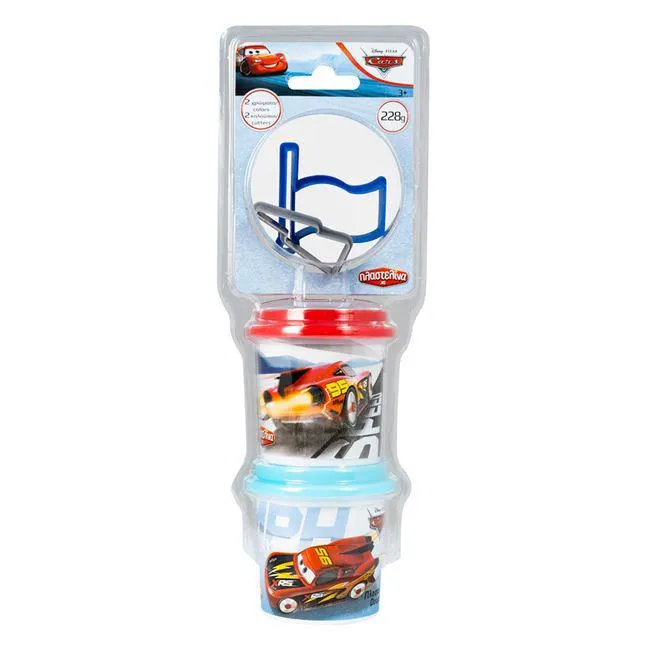 DOH Πλαστελίνη Disney Cars 2 Βαζάκια Με Καπάκια Καλουπάκια Και 2 Κόφτες 228g - AS
