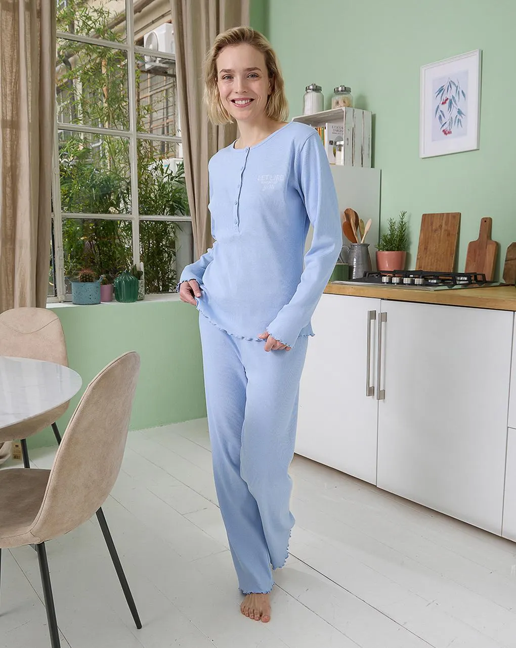 Γυναικεία πιτζάμα εγκυμοσύνης/θηλασμού γαλάζια surprise