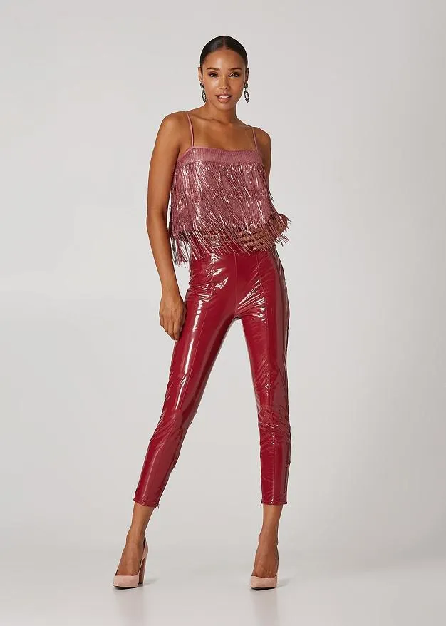 Κροπ μπλούζα με κρόσια με παγιέτα