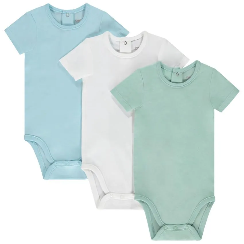 Σετ από 3 κορμάκια κοντομάνικο μονόχρωμα για bebe αγόρι