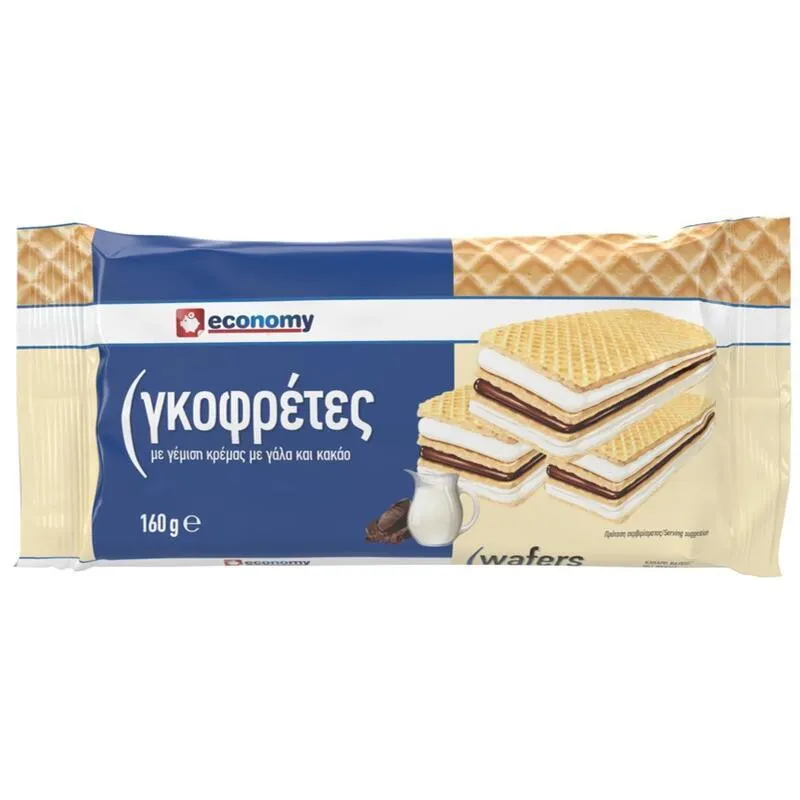 ECONOMY Γκοφρέτα Γάλα & Κακάο 160γρ