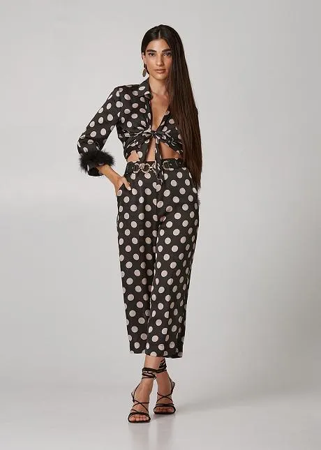 Cropped, σατέν, κρουαζέ πουκάμισο