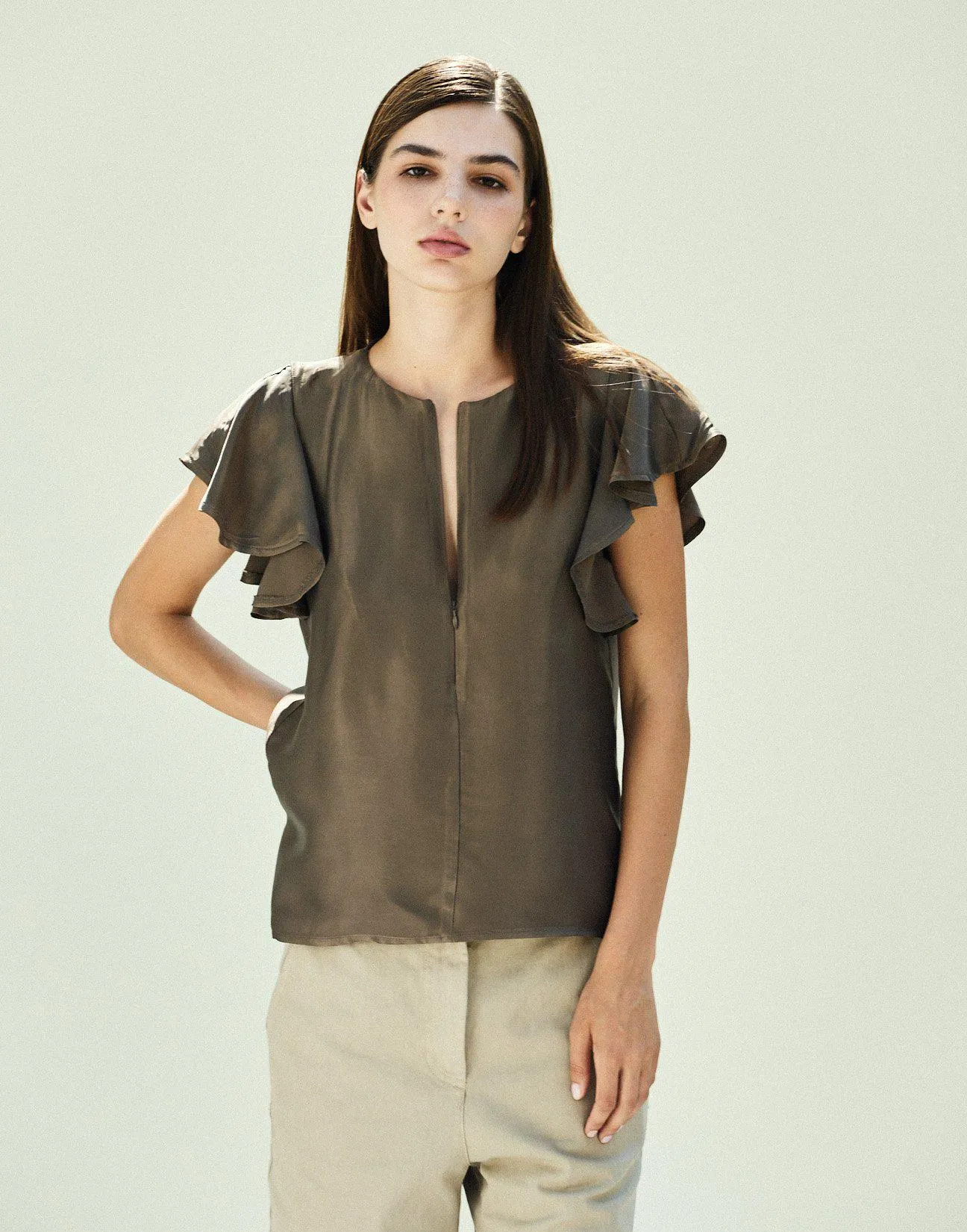 Μπλούζα σατέν με φερμουάρ