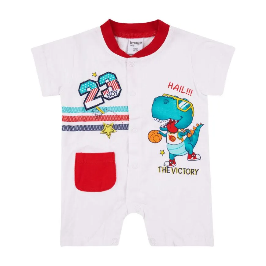 Βρεφικό φορμάκι για αγόρι καλοκαιρινό σε λευκό χρώμα -LF-5530L