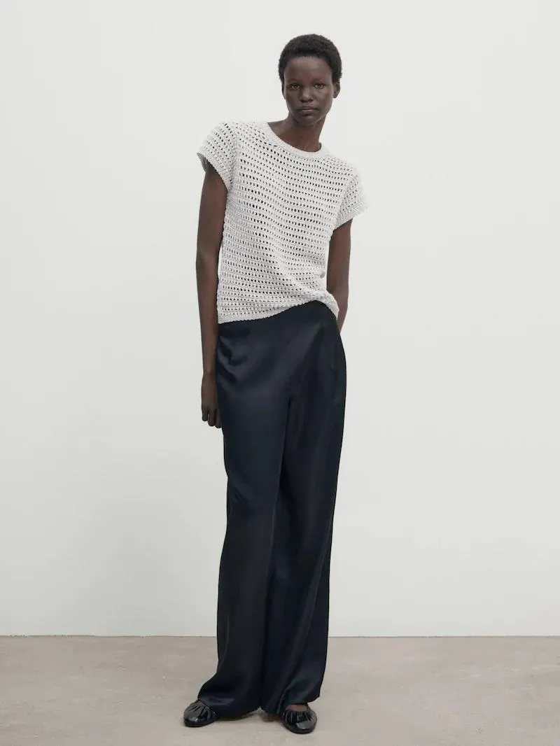 Shimmery thread open-knit sweater