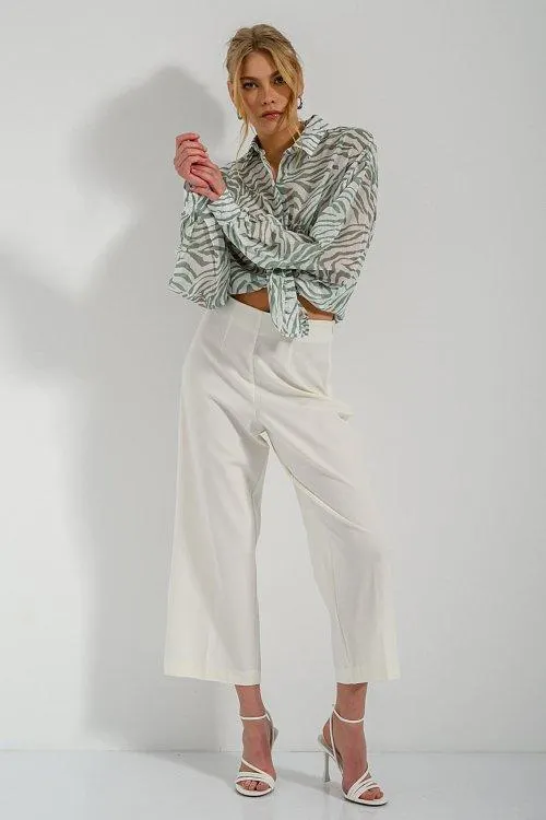 Παντελόνι κιλότ με πιέτες