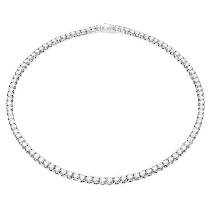 Κολιέ Matrix Tennis Στρογγυλή κοπή, Λευκό, Επιμετάλλωση ροδίου