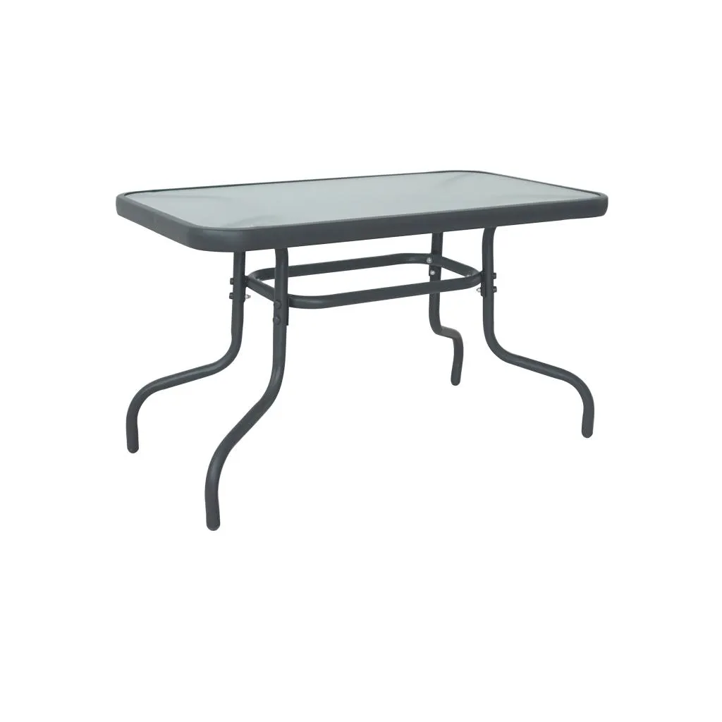 SANTIAGO Τραπεζάκι καθιστικού κήπου - βεράντας 50x90x50εκ. Μεταλλικός σκελετός δυσθραυστο τζάμι