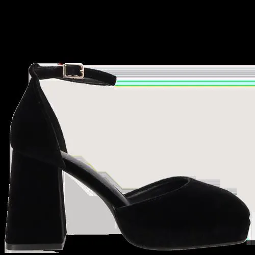 Μαύρη βελούδινη γόβα 100001016-014