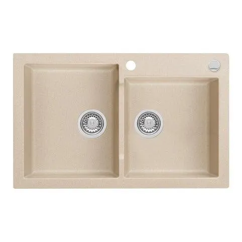 Νεροχύτης DELINIA ένθετος λείος με 2 γούρνες από γρανίτη