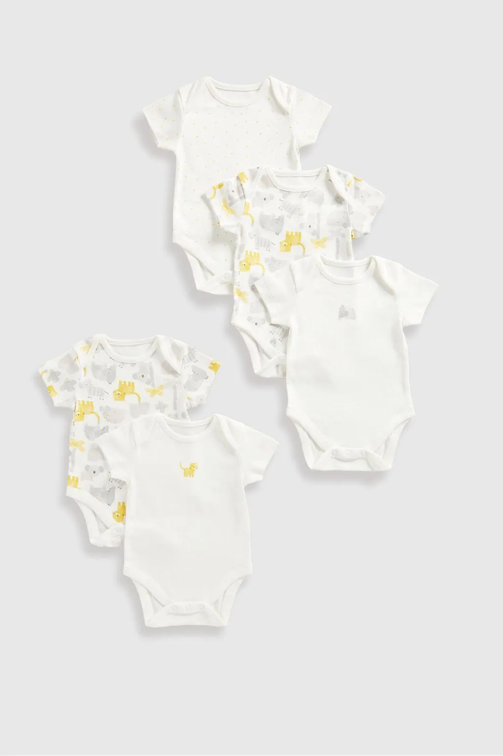κοντομάνικα κορμάκια με ζωάκια - σετ των 5