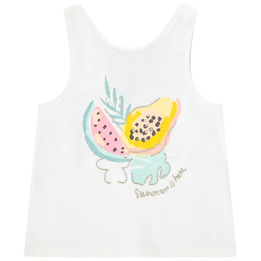 Μπλουζάκι αμάνικο Jersey Τυπωμένο slub και σταυρός πίσω για κορίτσι