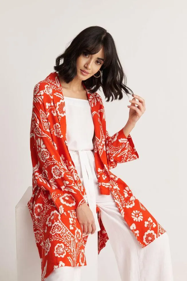 Κιμονό φλοράλ - Orange