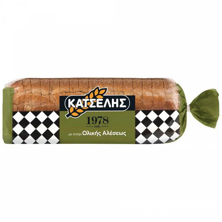 Κατσέλης Παραδοσιακό Ψωμί Τοστ Ολικής Άλεσης Κανονικές Φέτες 720gr